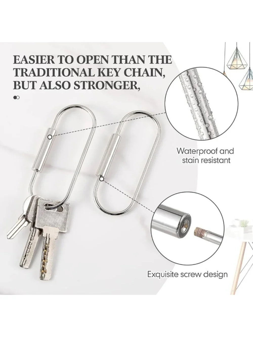 Locking Brass Carabiner Key Ring Clips - Durable, Secure, Perfect for Outdoor
